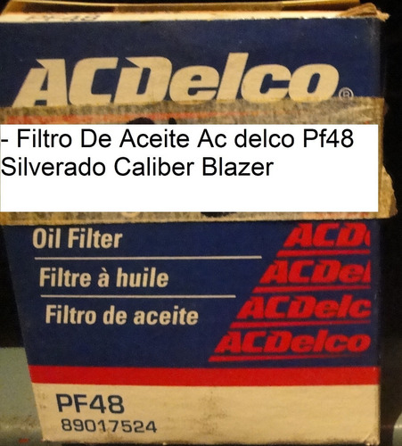 Filtro  Aceite Acd Pf48 Silverado Caliber Blazer Tahoe 