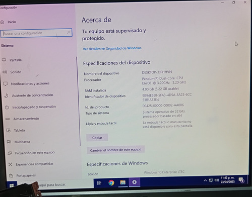 Cpu Acer Dual Core 4gb Ram 500gb Hdd Windows 10 (Usado)