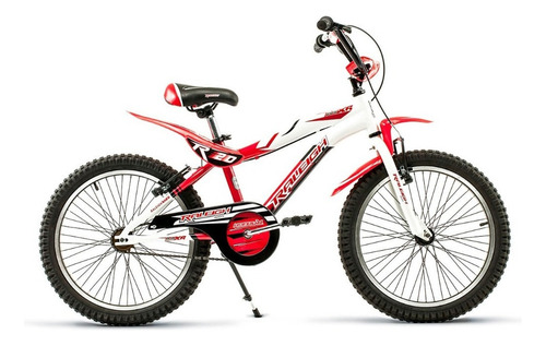 Bicicleta bmx freestyle infantil Raleigh MXR R20 1v frenos v-brakes color blanco/rojo con pie de apoyo  