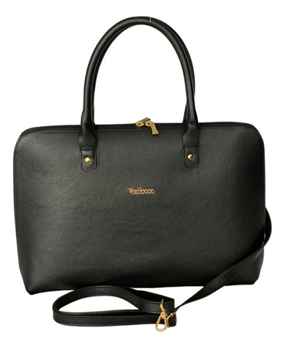 Bolsa Pasta Maleta Executiva Feminina Notebook Couro 3053 Cor Preto Desenho do tecido Liso