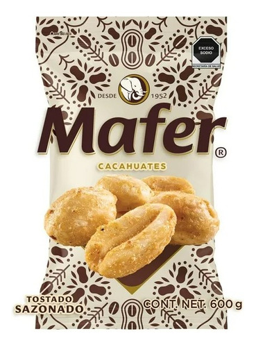 2 Pza Cacahuate Mafer Tostado Sazonado De 600 G