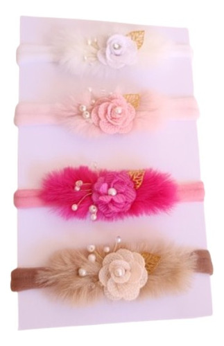Tiara Pompom Pelo Para Bebê Com Flores