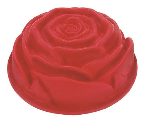 Forma De Bolo Rosa Assadeira Silicone Pudim Torta Pratico Cor Vermelho