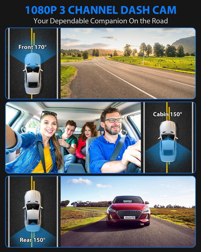 Dash Cam, Dash Cam De 3 Canales, Dash Cam 1080p Frontal _107