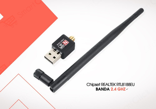 Imagen 4 de 10 de Adaptador Wifi Usb Pc Receptor 300 Mbps Realtek Antena 5db