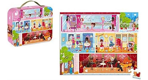 Janod 100 Peças Dance Academy Ballerina Puzzle Toy Mini Mala