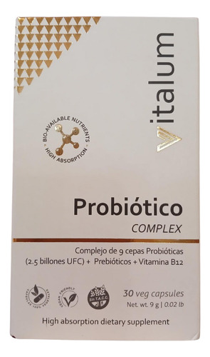 Probiótico Complex 9 Cepas + Prebióticos + B12 Vitalum 30cap