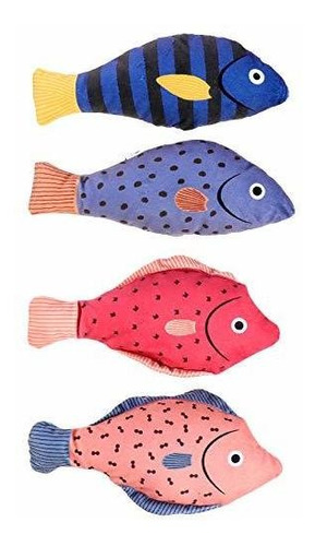 Juguete - Popetpop 4pcs Squeak Cat Toy Funny Fish Shape Pet 