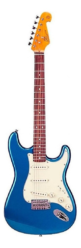 Guitarra elétrica SX Vintage Series SST62+ de  tília lake pacific blue brilhante com diapasão de pau-rosa