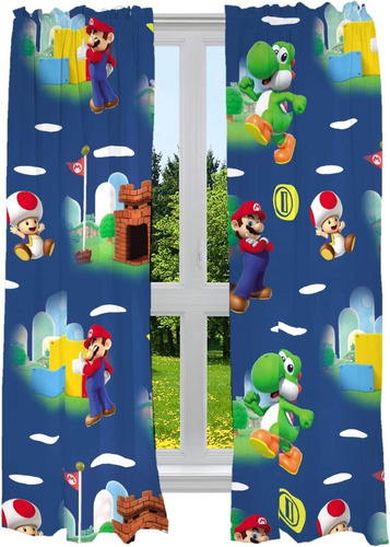 Franco Juego De Cortina Para Ventana 208 X 160 Cm Mario Bros