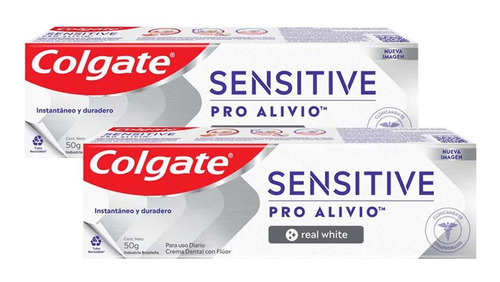 Kit 2 Cremes Dentais Colgate Sens Pro-alívio Real White 50g