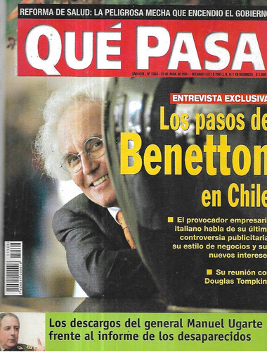 Revista Qué Pasa 1568 / 28 Abril 2001 / Luciano Benetton