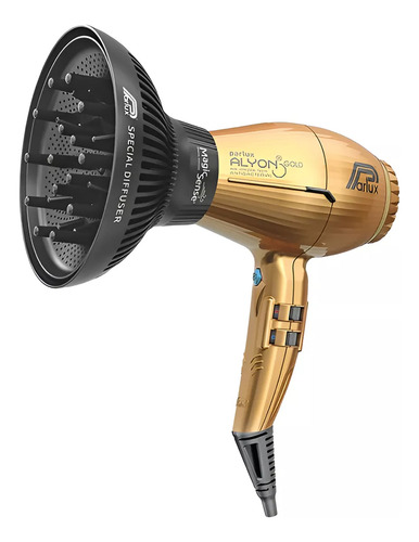 Secadora Para Cabello Pack Parlux Alyon Dorada Con Difusor Color Dorado Oscuro