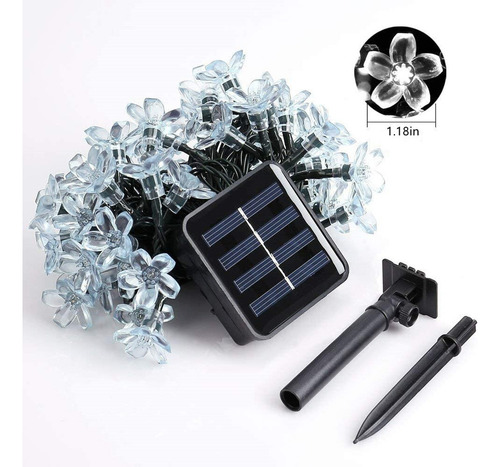 , Cable De Luz Led, 50 Flores De Cerezo, 7 Metros, Solar