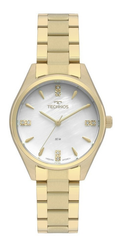 Relógio Technos Feminino Elegance Boutique 2036mkq/4b Correia Dourado Bisel Dourado Fundo Madrepérola