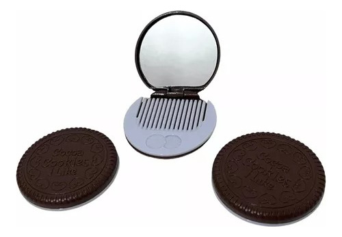 3 Estuche Espejo Con Peine En Forma De Galleta De Chocolate