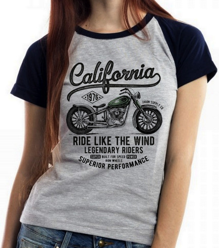 Blusa Baby Look Davidson Califórnia Moto Harley Motoqueiro