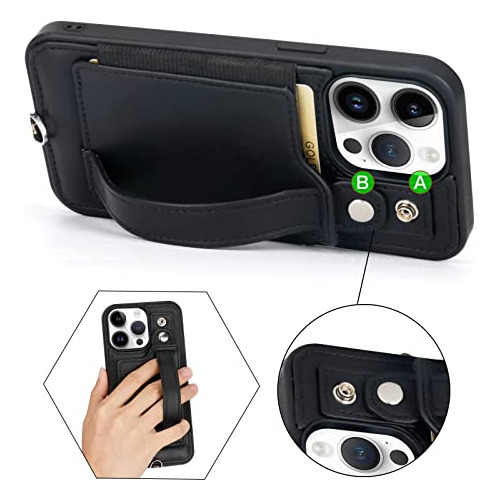 Funda Cartera Para iPhone 14 Pro Negro Pu Leather-025