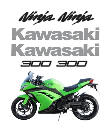 Kit Adesivo Para Kawasaki Ninja 300 15951 Cor CINZA/PRETO