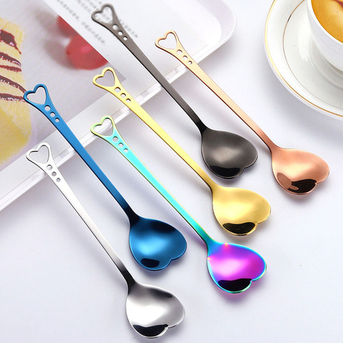 6 Cucharas En Forma De Corazón De Acero Inoxidable Para Tart