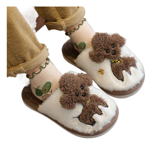 Pantuflas Infantiles Algodón Estampado Perros Antideslizante