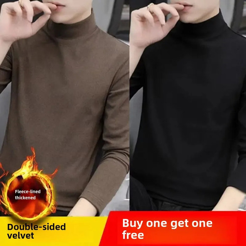 Camiseta Cálida De Manga Larga Con Cuello Alto Y Cuello Alto