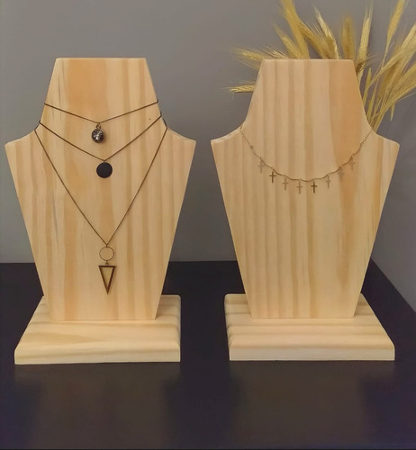Imagen 2 de 3 de Pack 2 Exhibidores De Joyería De Madera, Porta Collar Rustic