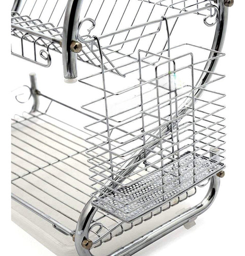 Escurridor De Platos Vajilla 2 Niveles Acero Inoxidable