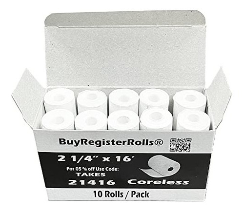 10 Rollos De Papel Térmico (2 Rollos De 14 X 16, Sin Núcleo,