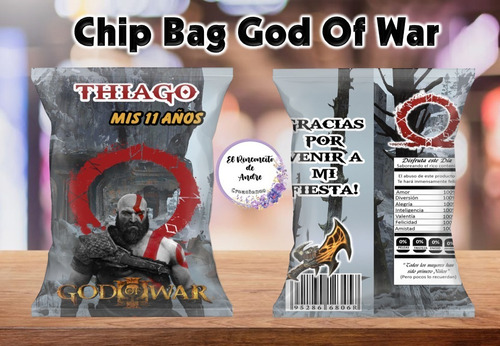 Bolsitas Golosineras Chip Bag God Of War X10 Cumpleaños