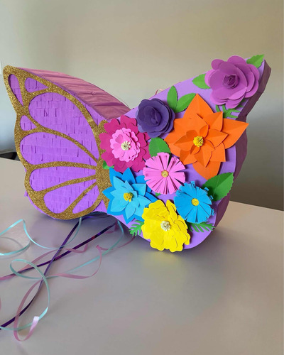 Piñata Mariposa Con Flores Encanto