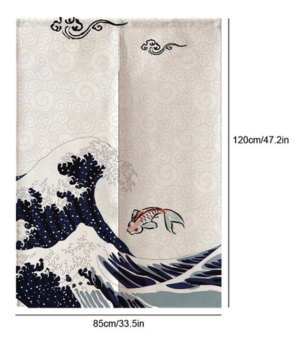 Cortina Divisoria 85* 120 Cm Estilo Japonés Poliéster Mitad