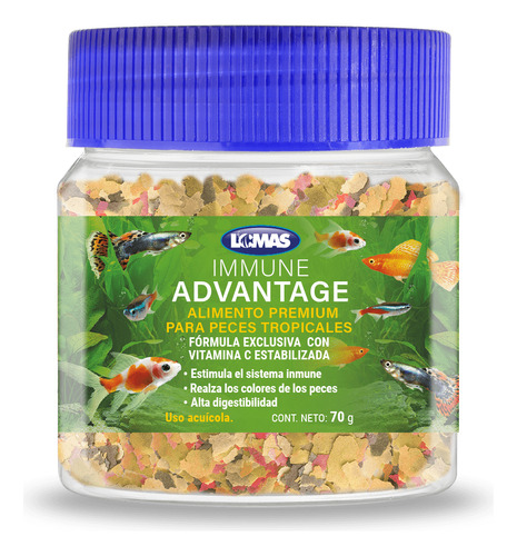 Lomas Alimento Hojuela Inmune Advantage Peces Tropicales 70 