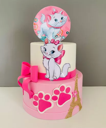 Topo De Bolo Personalizado Aniversário Gatinha Marie