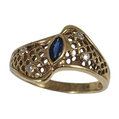 Anillo Oro 18k Zafiro Y Brillantes Naturales