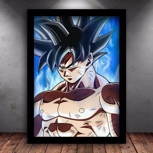 Quadro Metalizado Goku instinto Superior Dragon Ball Super Anime