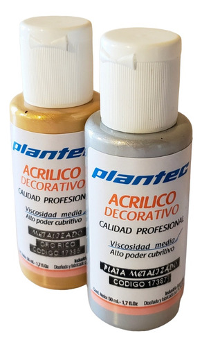 Acrilico Profesional Decorativo Metalizados X 50ml. Plantec