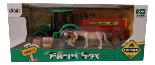 Set De Granja Con Tractor Fricción Y Animal Accs Caja Farm