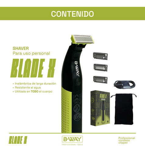 Afeitadora Electrica Blade X Bway Hombre Facial Y Corporal Recargable Inalámbrica