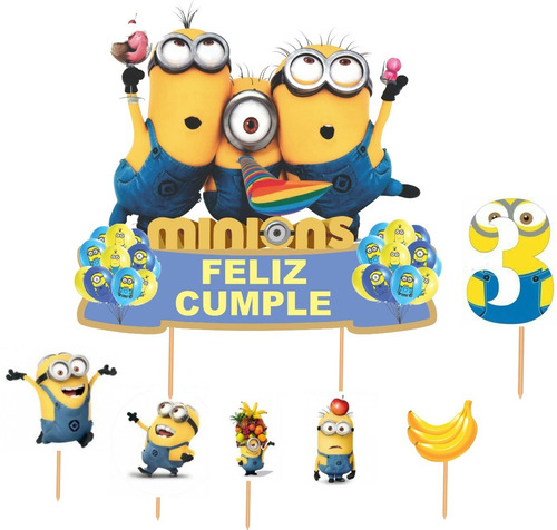 Adorno Torta Cake Topper De Minions Pinche Cumpleaños