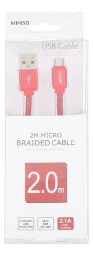 Cable Trenzado Micro Usb A Usb 2m Miniso Color Rojo
