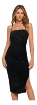 Comprar Vestido Midi Mesh Negro Con Estoperoles