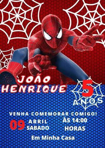 Convite Homem Aranha Digital Virtual Whatsapp, Elo7