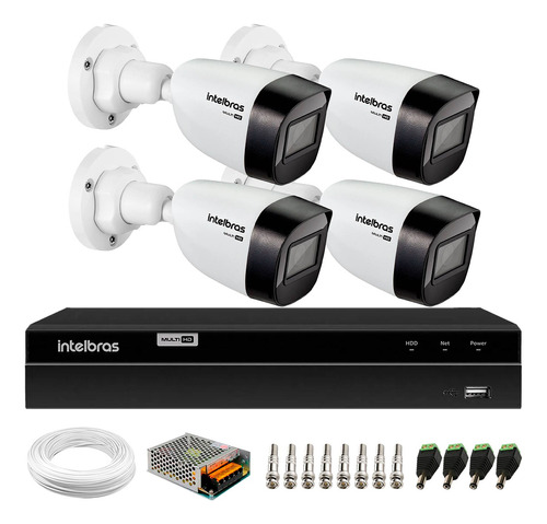 Kit Cftv 4 Câmeras Multi Hd 720p Dvr 4 Canais Intelbras 1104