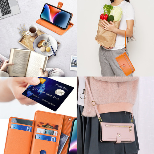 Funda De Cuero Para iPhone Carcasa De Bolsa Con 2 Correa