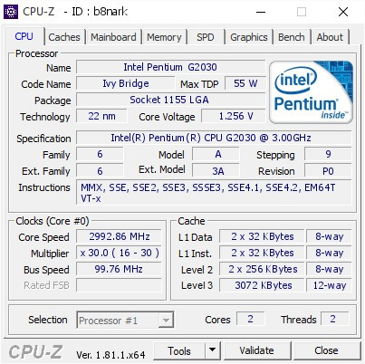 Processador Intel® Pentium® G2030