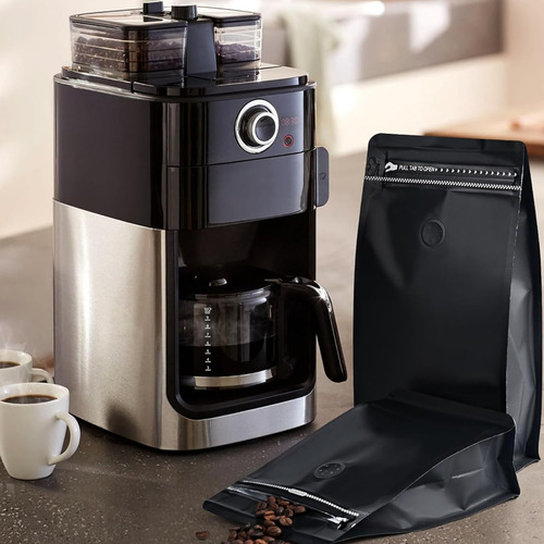 50 Bolsas De Café Con Válvula Y Cierre Zipper De 500 Gramos Color Negro