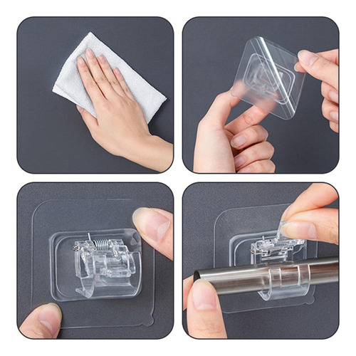 4 Soportes De Barra De Cortina Hardware Puertas Transparente