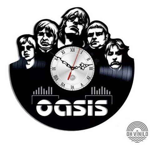 Imagen 1 de 4 de Oasis Reloj De Pared Y Escritorio Disco Vinilo Delivery