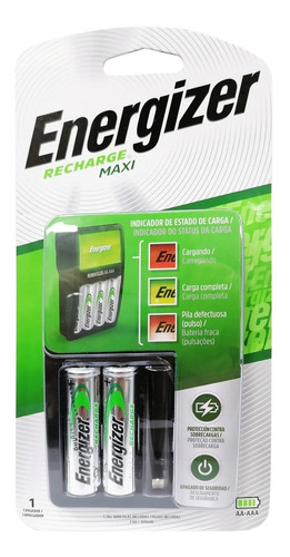 Imagen 3 de 4 de Cargador De Baterias Energizer Maxi + 2 Pilas Aa 1300mah